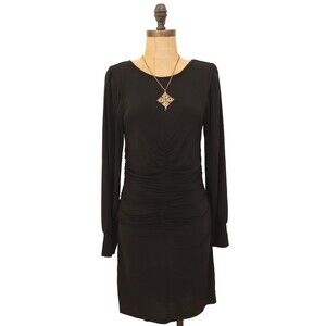 19 Cooper Nordstrom Ruched Front Dress M Balloon Sleeve LBD Bodycon Black NWT B6